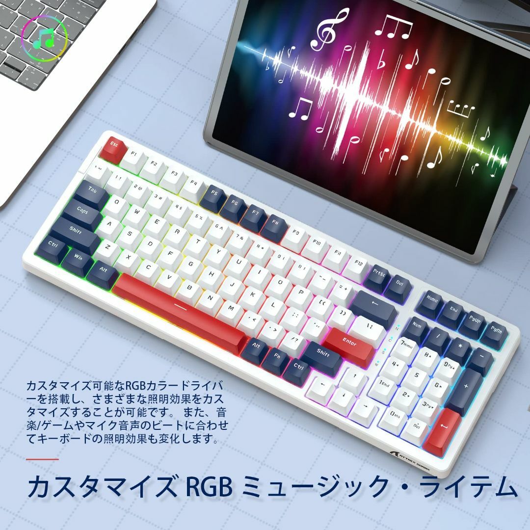 A.JAZZ K98 ゲーミングキーボード 有線 カスタム メカニカル 100キ スマホ/家電/カメラのPC/タブレット(PC周辺機器)の商品写真