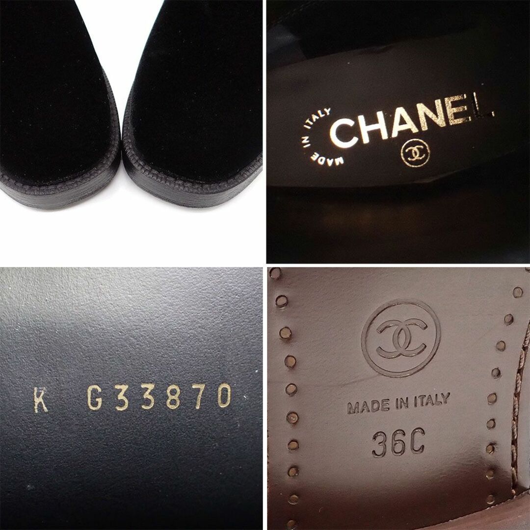 CHANEL(シャネル)の未使用品 シャネル ハイブーツ ロングブーツ ジョッキーブーツ G33870 ココマーク 36C 23cm ベルベット ブラック シューズ レディース   メンズの靴/シューズ(ブーツ)の商品写真