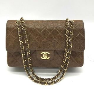 シャネル(CHANEL)の美品 CHANEL シャネル 激レア キャビアスキン マトラッセ 25 ダブルフラップ チェーン ショルダー バッグ ブラウン系 a806(ショルダーバッグ)