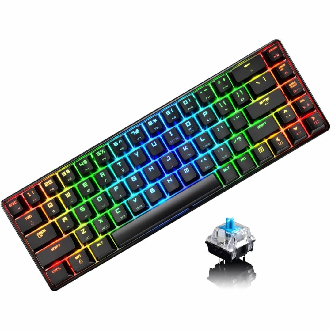 PC/タブレット【色: ブラック】UrChoiceLtd MK68 ゲーミングキーボード RGB