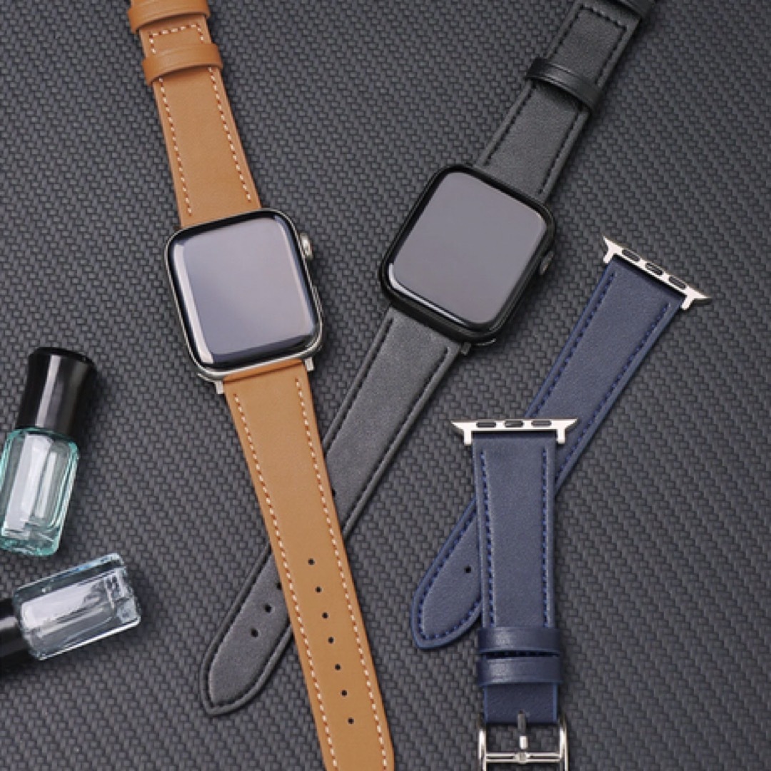 Apple Watch(アップルウォッチ)のApple Watch  バンド 合皮 高級 42/44/45mm　グリーン   メンズの時計(レザーベルト)の商品写真