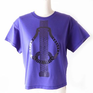 エルメス(Hermes)の未使用品△正規品 HERMES エルメス 23SS Fantaisie d Etriers 半袖 プリント Tシャツ コットン100％ パープルブルー系 レディース 36 仏製　e05-st30407-792(Tシャツ(半袖/袖なし))