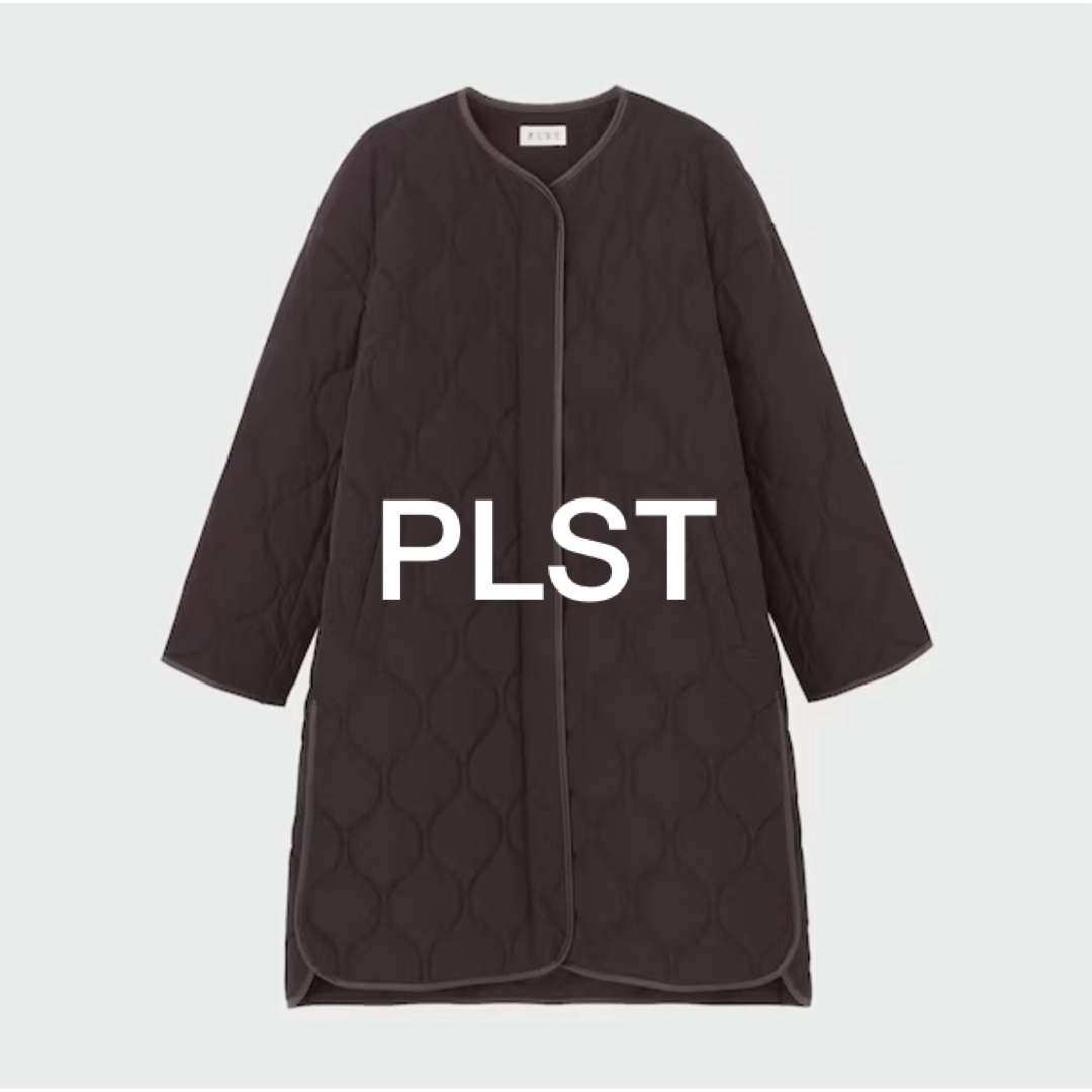 PLST(プラステ)のPLST キルティングコート　ノーカラー　ブラウン　撥水 レディースのジャケット/アウター(ロングコート)の商品写真