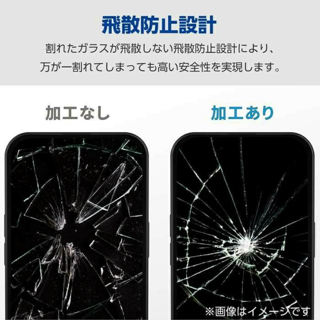 ELECOM(エレコム)のiPhone15Pro(3眼/6.1インチ)BLカットゴリラガラスフィルム2枚組 スマホ/家電/カメラのスマホアクセサリー(保護フィルム)の商品写真