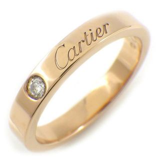 カルティエ(Cartier)のカルティエ Cartier リング ウェディング バンド 3mm B4086449 エングレーブド ロゴ 1ポイント ダイヤモンド K18PG 9号 / 49 【中古】(リング(指輪))