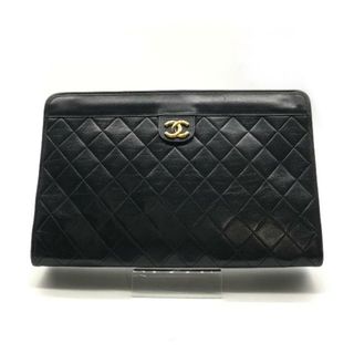 シャネル(CHANEL)のCHANEL シャネル ココマーク マトラッセ ラムスキン クラッチ バッグ ブラック 良品 a2120(クラッチバッグ)