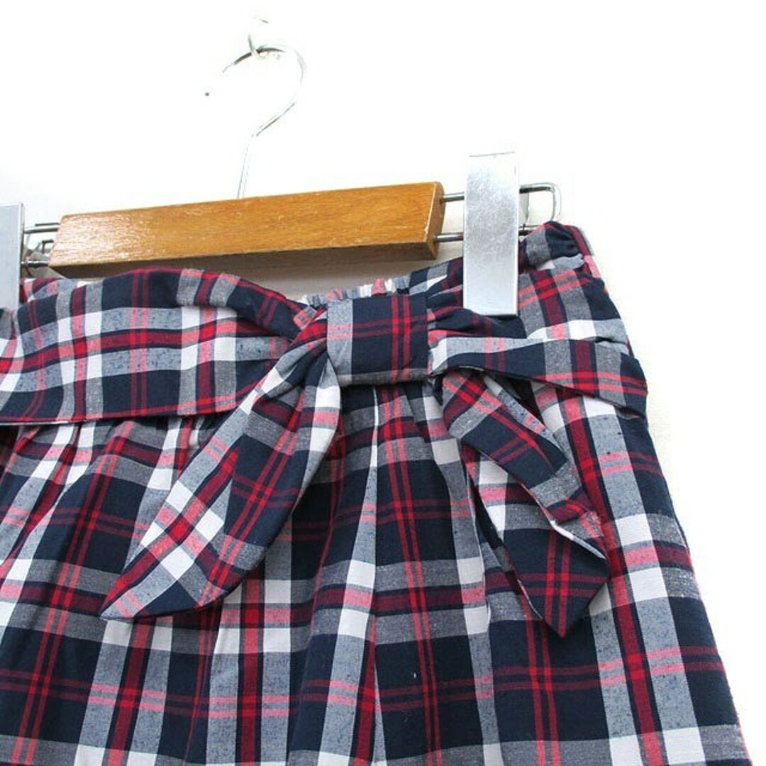 PAGEBOY(ページボーイ)のページボーイ フレア スカート ミニ リボン チェック F ネイビー 紺 レッド レディースのスカート(ミニスカート)の商品写真
