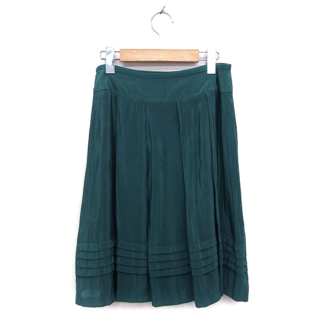 NOLLEY'S(ノーリーズ)のノーリーズ スカート フレア ひざ丈 タック 透け感 サイドジップ 36 緑  レディースのスカート(ひざ丈スカート)の商品写真