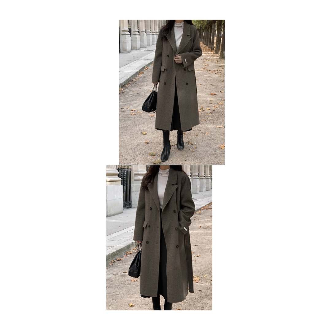 OHOTORO(オオトロ)のLAURENHI ストラップ付ヘリンボーンハンドメイドコート レディースのジャケット/アウター(ロングコート)の商品写真
