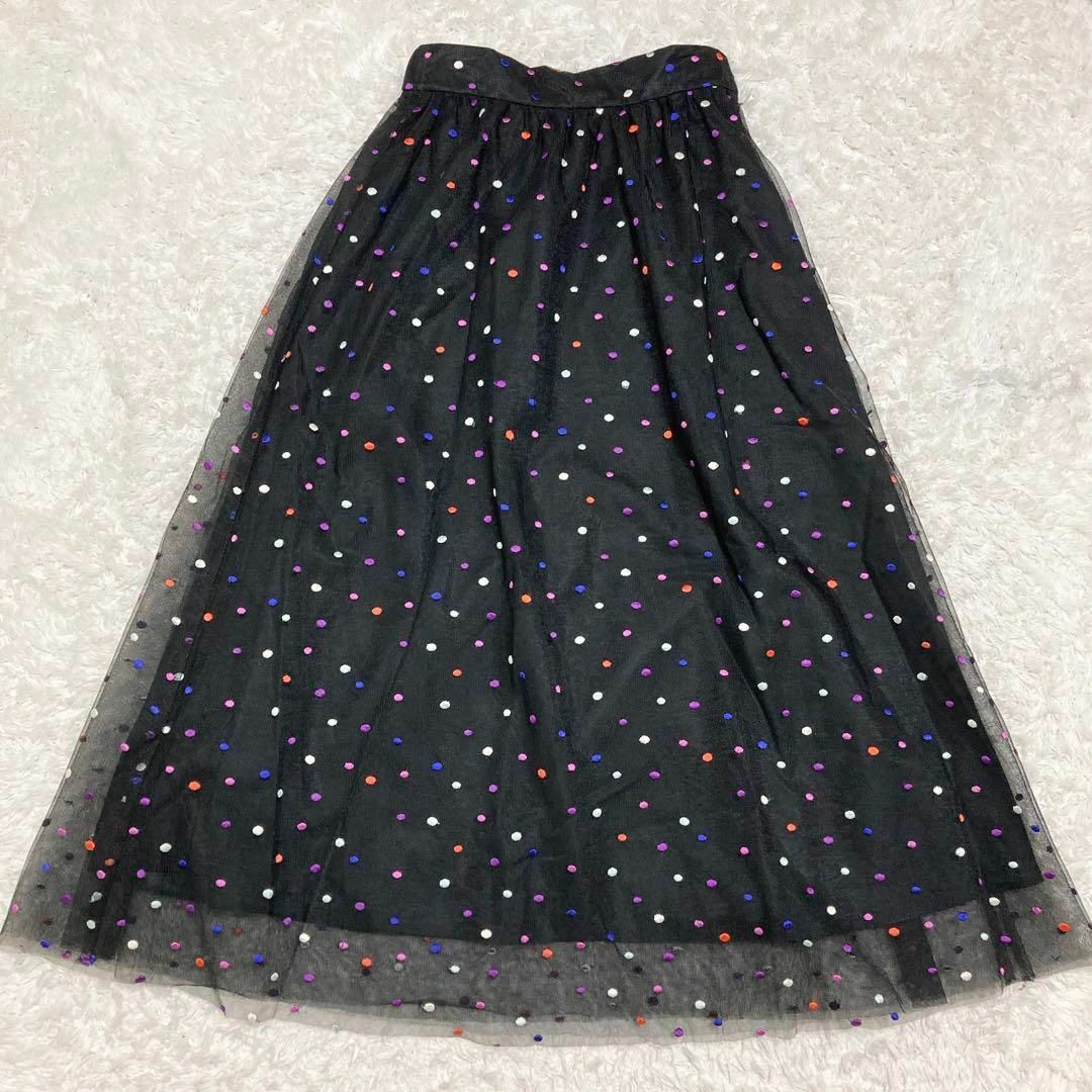 GRACE CONTINENTAL(グレースコンチネンタル)のダイアグラム マルチドットembスカート ブラック 36 刺繍 チュール ロング レディースのスカート(ロングスカート)の商品写真