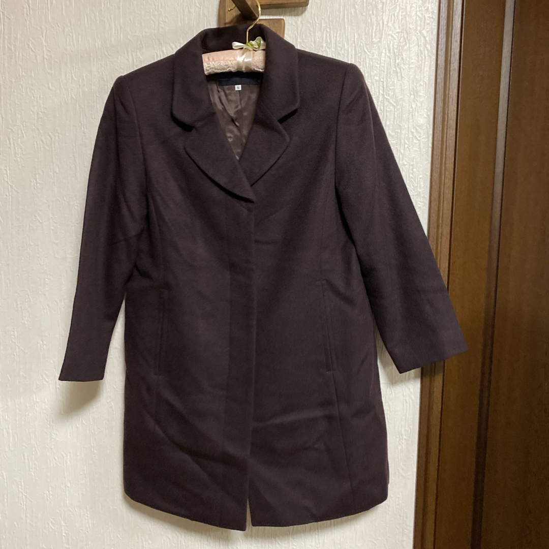 こげ茶色カシミアコート(実家保管品) レディースのジャケット/アウター(チェスターコート)の商品写真