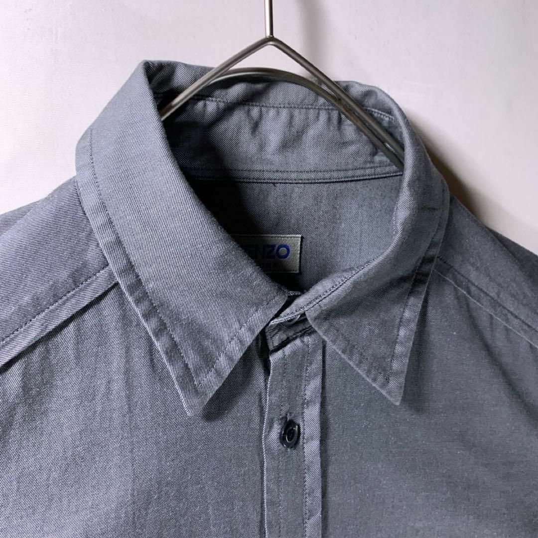 KENZO(ケンゾー)の90s レトロ古着 KENZO HOMME ドレスシャツ 無地 長袖 グレー メンズのトップス(シャツ)の商品写真