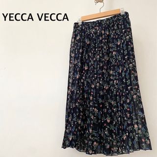 イェッカヴェッカ(YECCA VECCA)のイェッカヴェッカ　小花柄　ネイビー　ロング　スカート　プリーツ(ロングスカート)