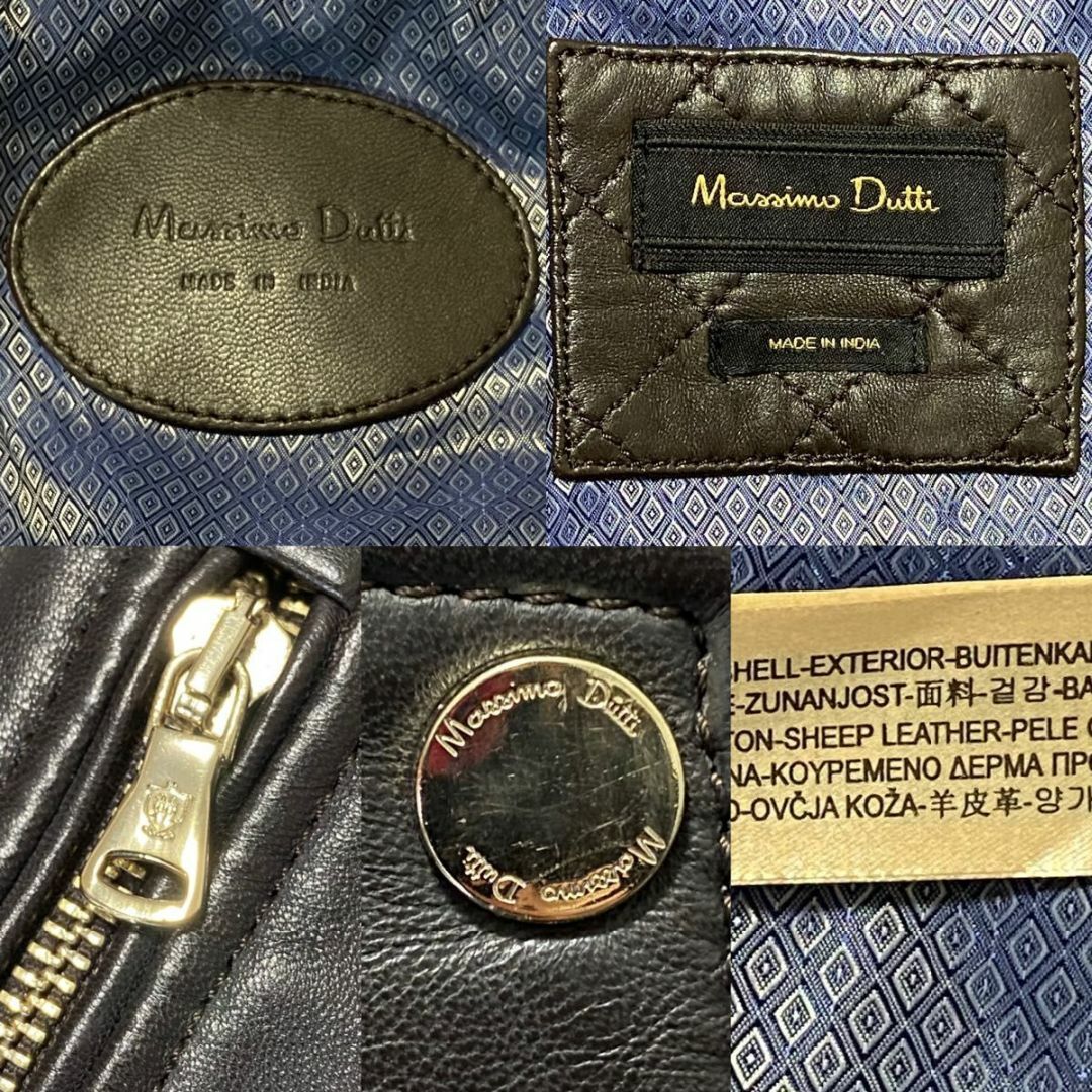 Massimo Dutti(マッシモデュッティ)の【希少】マッシモドゥッティ 本革　シープスキン　3way ダブルライダース M レディースのジャケット/アウター(ライダースジャケット)の商品写真