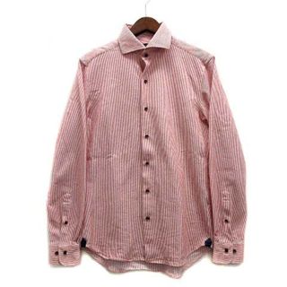 テットオム(TETE HOMME)のテットオム ワイドカラー ストライプ ジャージー シャツ 長袖 レッド 赤 M(シャツ)