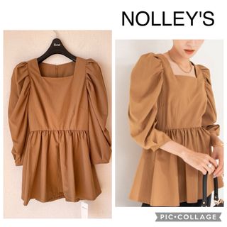 【新品】NOLLEY’S ペプラムブラウス 高密度タフタ ブラウン系