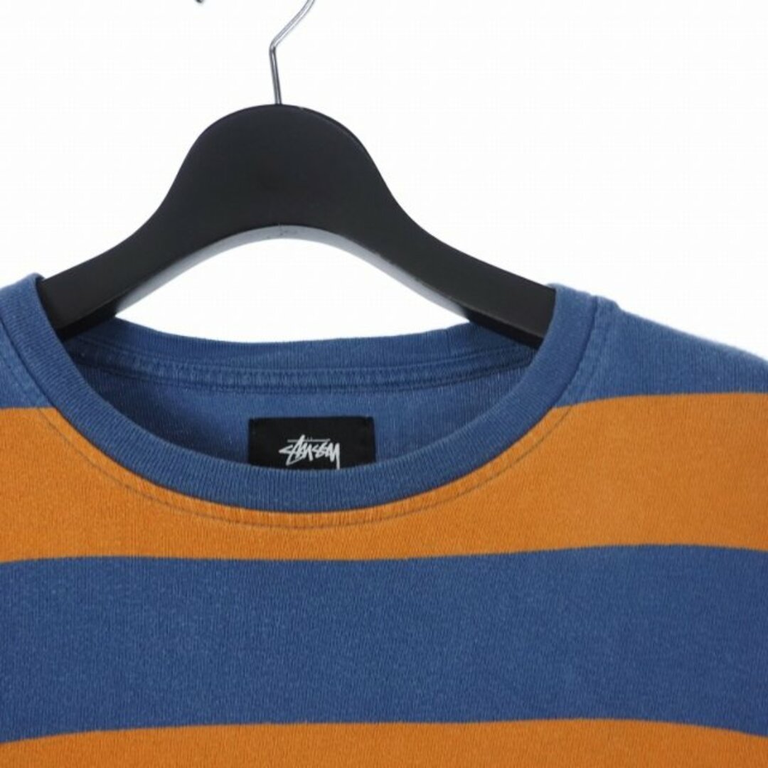 STUSSY(ステューシー)のステューシー ボーダー Tシャツ 長袖 クルーネック M オレンジ ブルー  メンズのトップス(Tシャツ/カットソー(七分/長袖))の商品写真