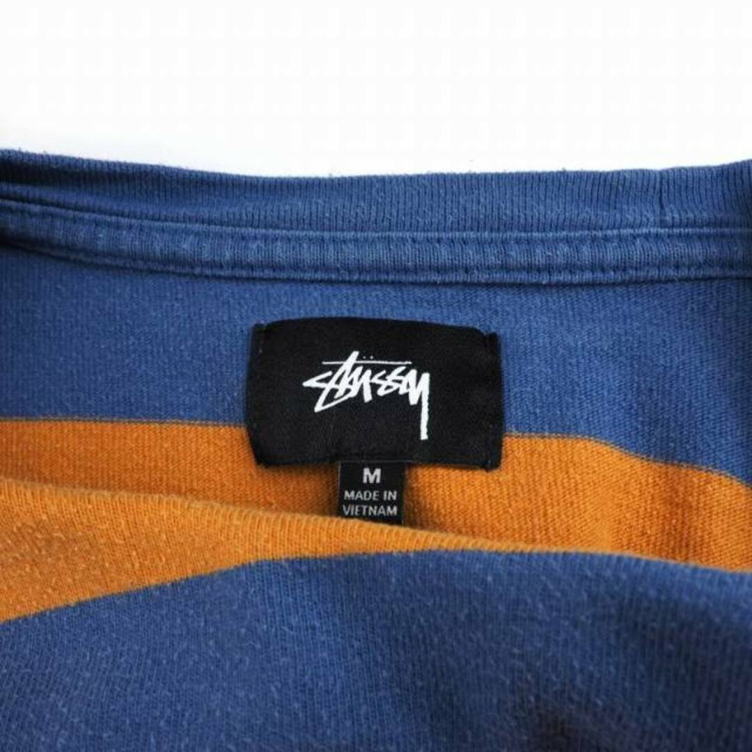 STUSSY(ステューシー)のステューシー ボーダー Tシャツ 長袖 クルーネック M オレンジ ブルー  メンズのトップス(Tシャツ/カットソー(七分/長袖))の商品写真