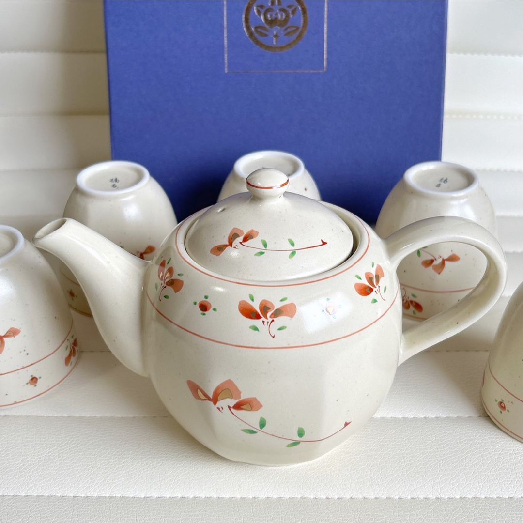たち吉 - たち吉 茶器揃 急須 湯飲みセット 5客 湯呑み 赤絵 粉 たち吉 - たち吉 茶器揃 急須 湯飲みセット 5客 湯呑み 赤絵 粉