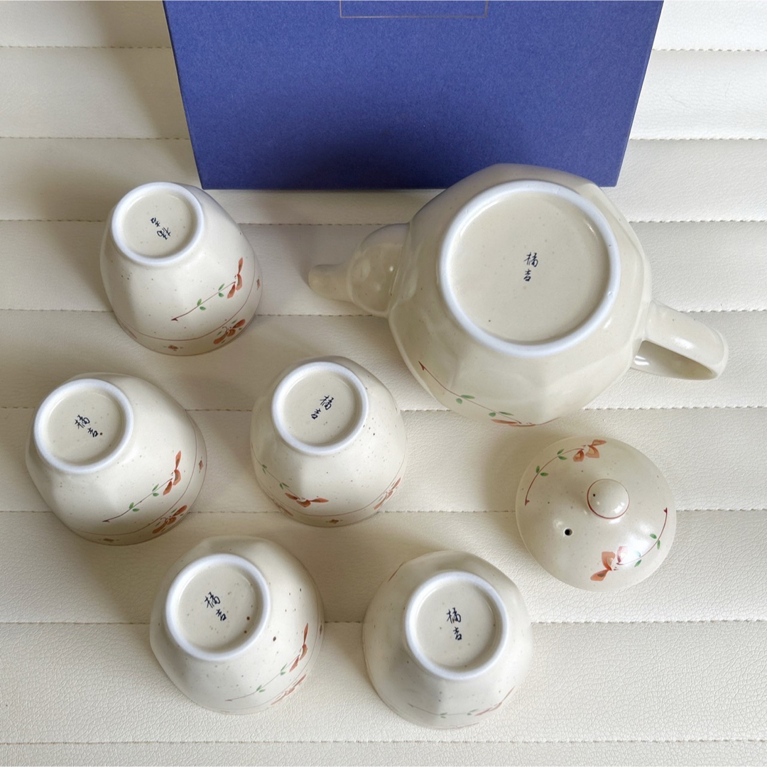 たち吉 - たち吉 茶器揃 急須 湯飲みセット 5客 湯呑み 赤絵 粉 たち吉 - たち吉 茶器揃 急須 湯飲みセット 5客 湯呑み 赤絵 粉