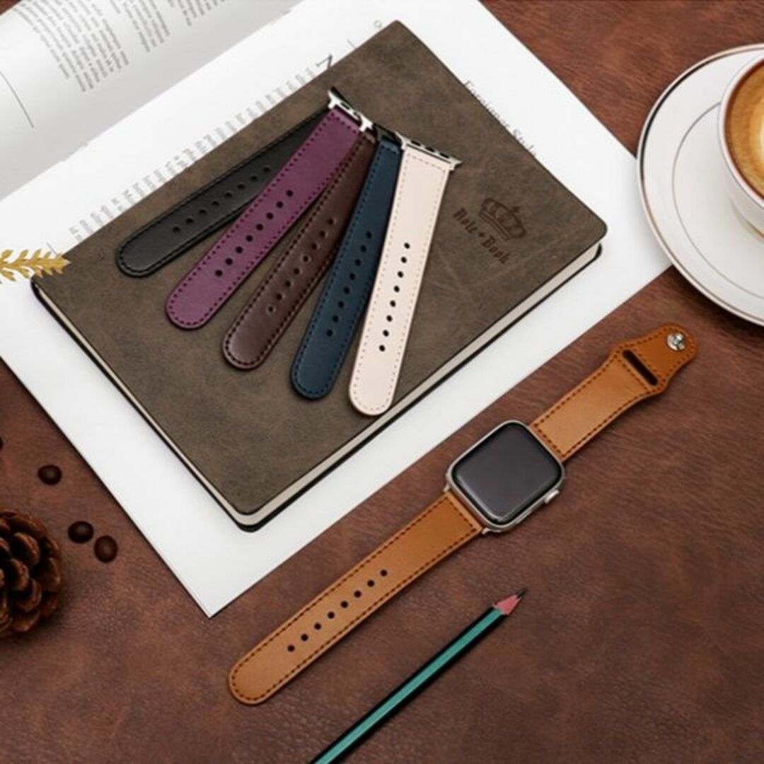 アップルウォッチ バンド レザー 本革 AppleWatch ブラウン m5e メンズの時計(レザーベルト)の商品写真