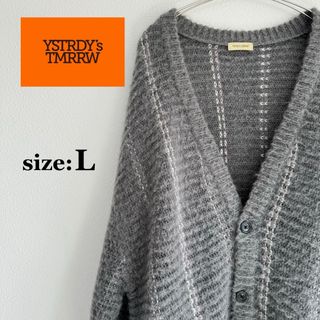 YSTRDY's TMRRW - 春服✿ ystrdy's  tmrrw モヘアストライプカーディガン グレーL