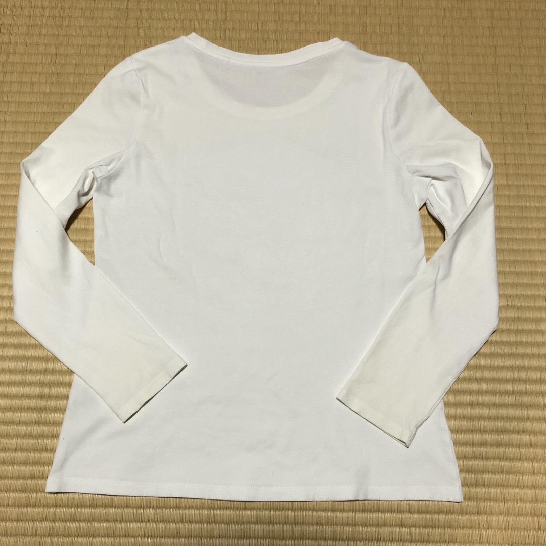 UNIQLO(ユニクロ)のユニクロ　コットンフライスクルーネックT（長袖)L白 レディースのトップス(Tシャツ(長袖/七分))の商品写真