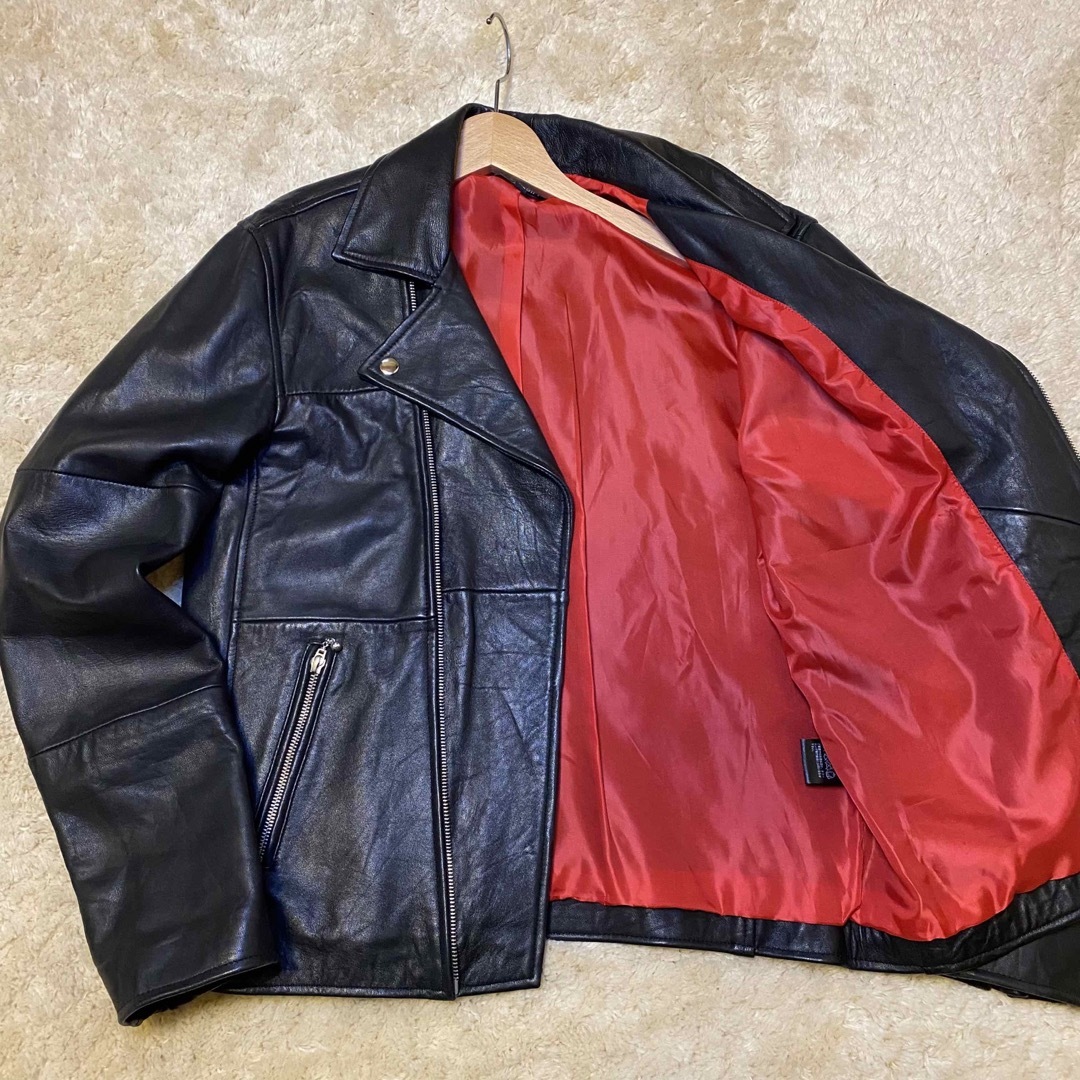【美品】SOMEDIFF ダブル ライダース ジャケット レザー ブラック XL メンズのジャケット/アウター(ライダースジャケット)の商品写真