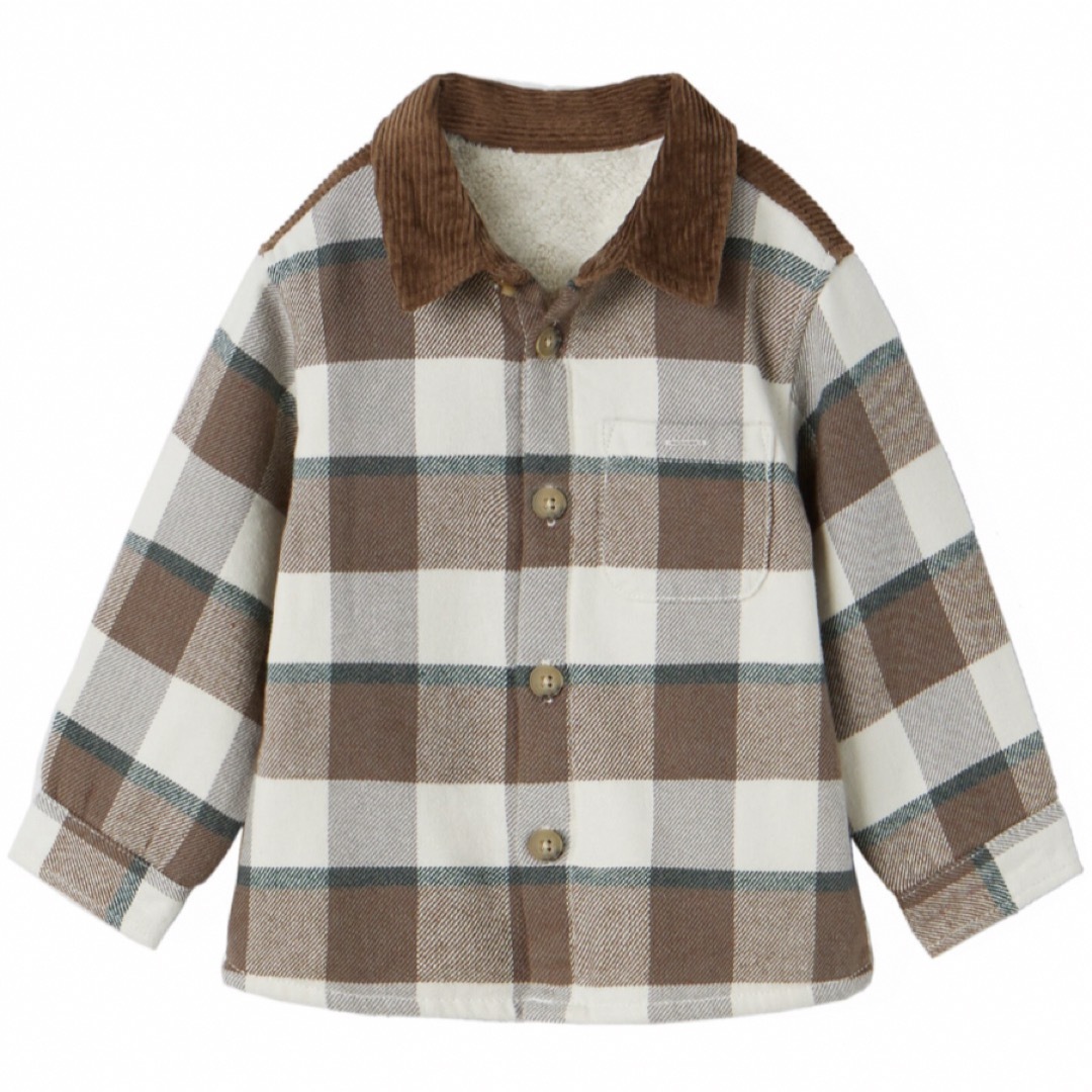 ZARA KIDS(ザラキッズ)のzara baby ꕤ コーデュロイ&ボア チェックジャケット キッズ/ベビー/マタニティのベビー服(~85cm)(ジャケット/コート)の商品写真