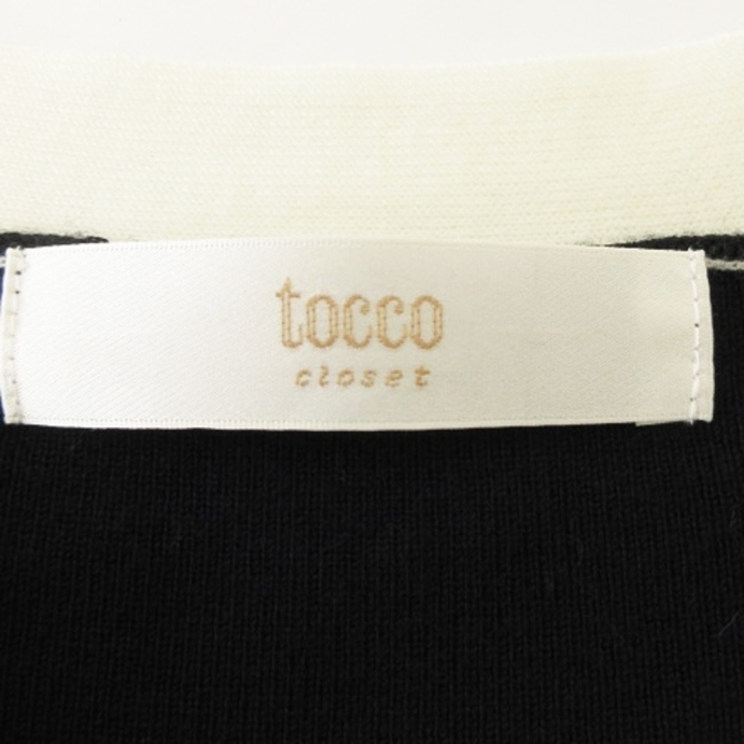 tocco(トッコ)のトッコ ボウタイ バイカラー ニット ワンピース ひざ丈 長袖 ネイビー M レディースのワンピース(ひざ丈ワンピース)の商品写真