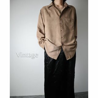 ヴィンテージ(VINTAGE)の【vintage】フェイク スエード オーバーサイズ  長袖シャツ ベージュ L(シャツ)