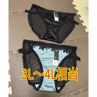 大きいサイズ3L〜4L相当　セクシー！両サイド紐バックシースルーショーツ2点(ショーツ)