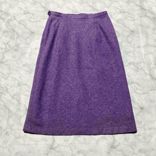 紫 パープル ひざ丈 スカート ウール(ひざ丈スカート)