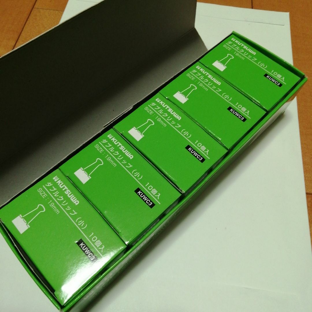 KUTSUWA(クツワ)のKUTSUWA ダブルクリップ (小)19mm 100個(10個入×10箱) インテリア/住まい/日用品の文房具(その他)の商品写真