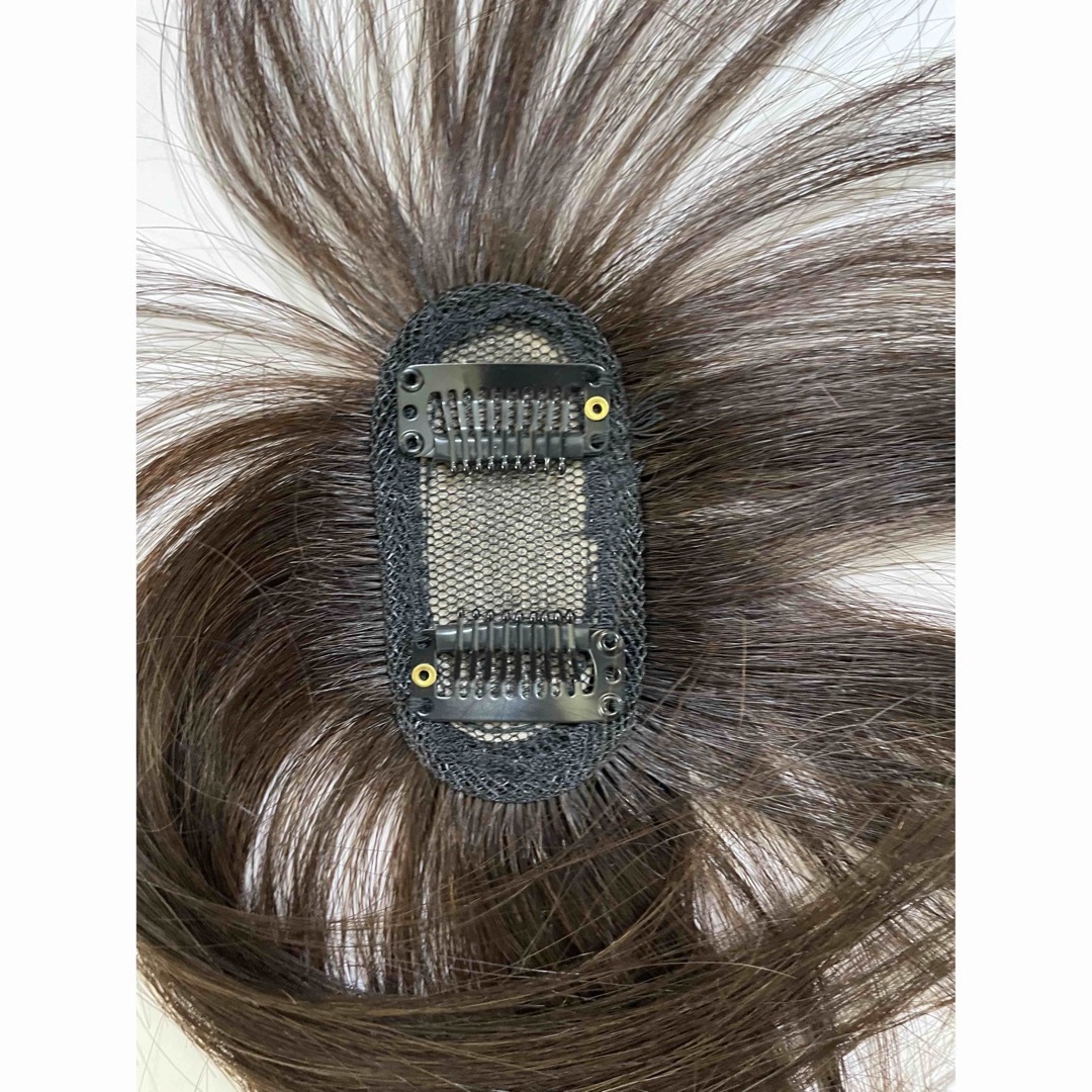 前髪ウィッグ人毛100%ヘアピース部分ウィッグ頭頂部エアリーダークブラウン レディースのウィッグ/エクステ(前髪ウィッグ)の商品写真