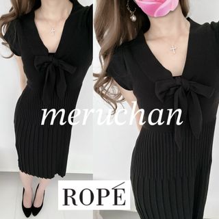 ロペ(ROPE’)のROPE♡サマーニットワンピース プリーツ フレンチスリーブ(ひざ丈ワンピース)