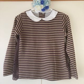 スラップスリップ(SLAP SLIP)のキッズ　130㎝　スラップスリップ　トップス　長袖　ブラウン　ボーダー　べべ(Tシャツ/カットソー)