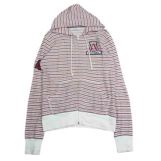 ヒステリックグラマー(HYSTERIC GLAMOUR)のHYSTERIC GLAMOUR ヒステリックグラマー 0151CF07 ロゴワッペン パイル地 ボーダー ジップアップ パーカー フーディー マルチカラー系 F【中古】(パーカー)