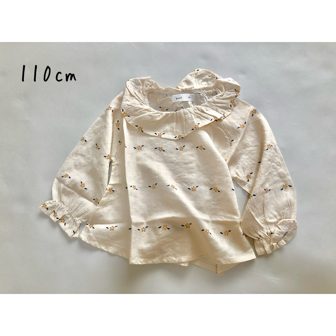 新品　花柄フリルブラウス　女の子　長袖　春夏　秋冬 キッズ/ベビー/マタニティのキッズ服女の子用(90cm~)(ブラウス)の商品写真