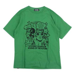 ヒステリックグラマー(HYSTERIC GLAMOUR)のHYSTERIC GLAMOUR ヒステリックグラマー 02221CT30 DIZZY&MILKY SOUND OF THE FUTURE メッセージ プリント 半袖  Tシャツ グリーン系 M【中古】(シャツ)