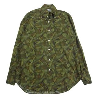 エビス(EVISU)のEVISU エヴィス YAMANE 総柄 ボタンダウン 長袖 シャツ カーキ系 37【中古】(シャツ)