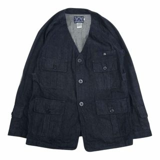 エビス(EVISU)のEVISU エヴィス ノーカラー 4ポケット エルボーパッチ デニム ジャケット インディゴブルー系 36【中古】(その他)