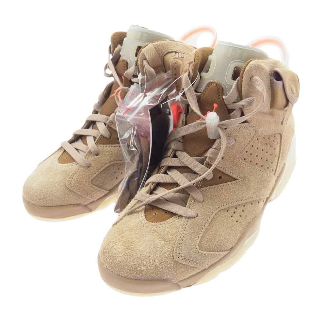 NIKE(ナイキ)のNIKE ナイキ スニーカー DH0690-200 × Travis Scott  Air Jordan 6  British Khaki トラビス スコット ジョーダン  6 レトロ スニーカー ライトブラウン系 26.5cm【新古品】【未使用】【中古】 メンズの靴/シューズ(スニーカー)の商品写真