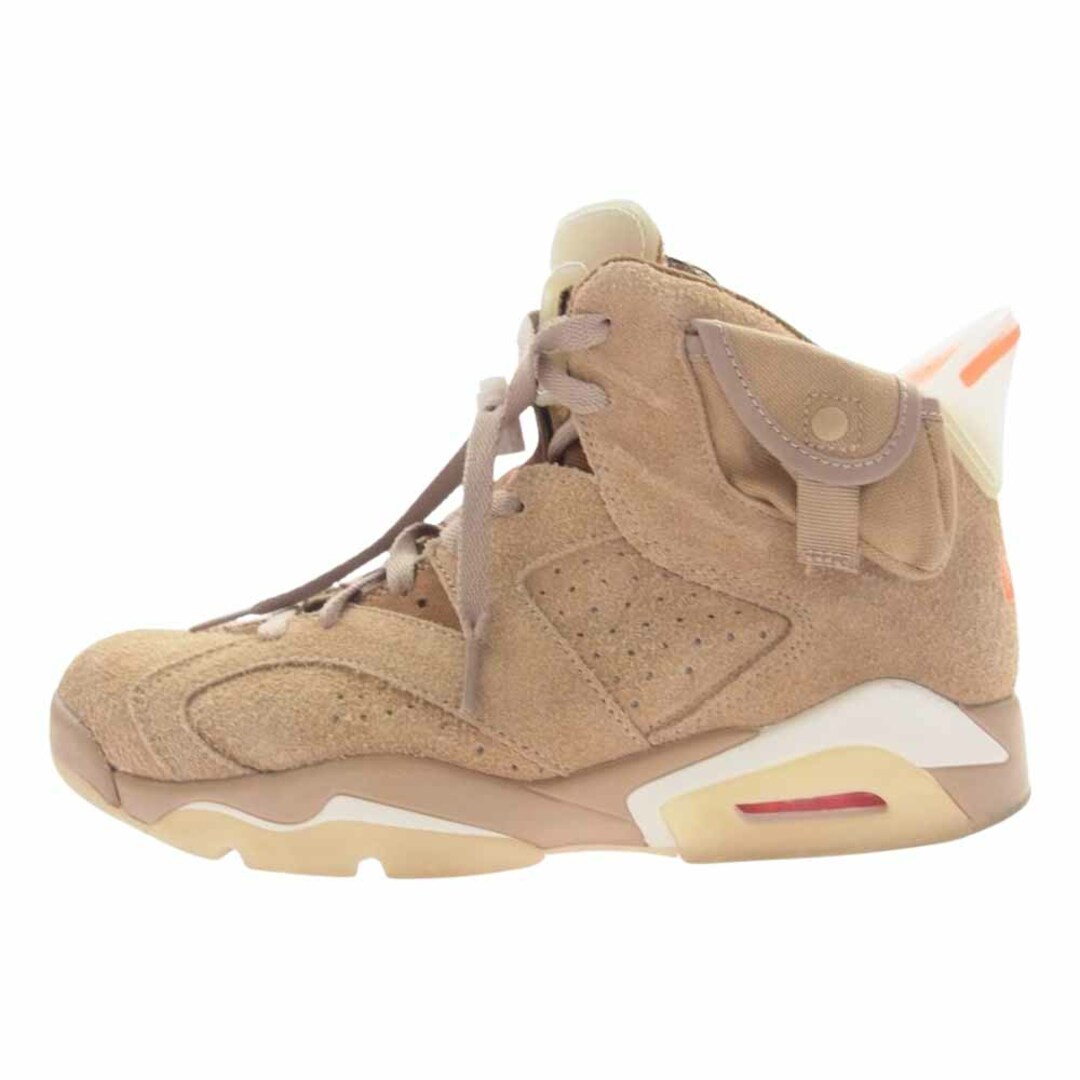 NIKE(ナイキ)のNIKE ナイキ スニーカー DH0690-200 × Travis Scott  Air Jordan 6  British Khaki トラビス スコット ジョーダン  6 レトロ スニーカー ライトブラウン系 26.5cm【中古】 メンズの靴/シューズ(スニーカー)の商品写真