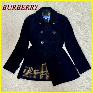 BURBERRY BLUE LABEL - 【美品】バーバリー ブルーレーベル ピーコート ノバチェック ブラック 38 M