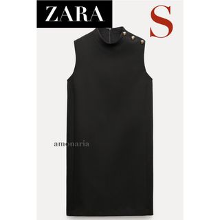 ザラ(ZARA)の【新品】ZARA ボタンショートワンピース　ミニワンピース　ワンピース　ドレス(ミニワンピース)