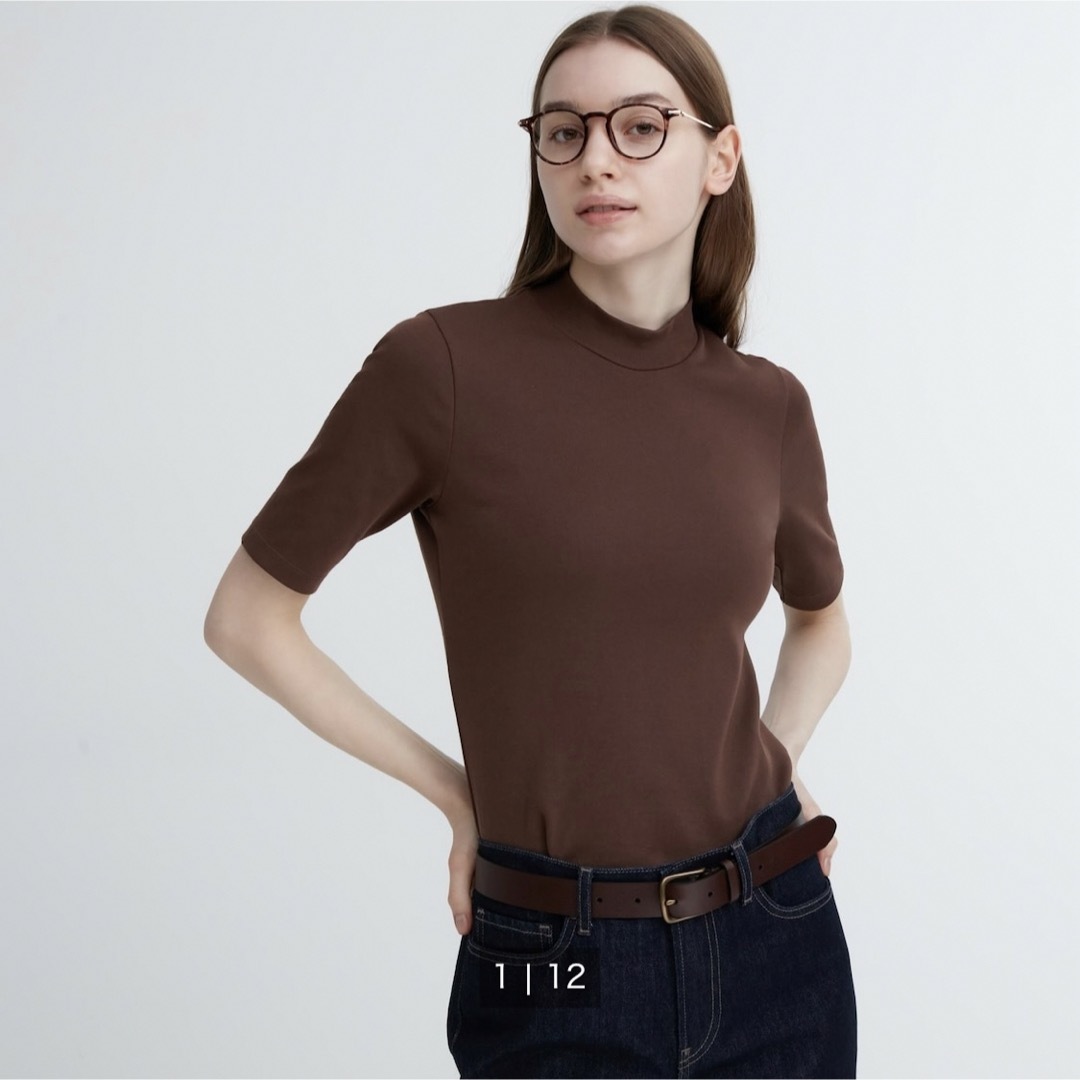 UNIQLO(ユニクロ)の【新品】UNIQLO(ユニクロ)ハイネックT(5分袖) S 2枚セット レディースのトップス(カットソー(半袖/袖なし))の商品写真