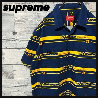 シュプリーム(Supreme)の【即完売モデル】シュプリーム☆総柄　ボーダー　半袖シャツ　入手困難(シャツ)