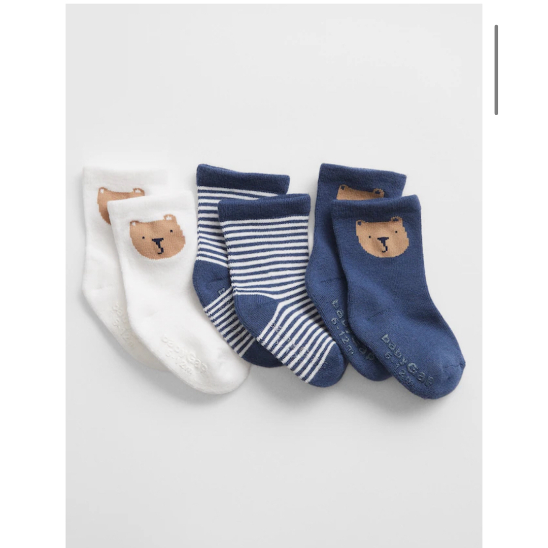 babyGAP(ベビーギャップ)のGAP 3足セット　ブラナンベア　ソックス　6-12M キッズ/ベビー/マタニティのこども用ファッション小物(靴下/タイツ)の商品写真