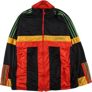 アディダス(adidas)の古着 80年代 アディダス adidas ラスタカラー バックロゴ ジャージ トラックジャケット メンズL ヴィンテージ /eaa422226(その他)